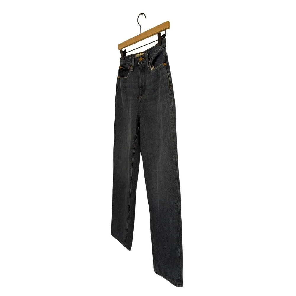 Madewell Baggy Straight Jeans Slouchy Rigid Denim‎ Hemp Dark Worn Indigo Wash 25